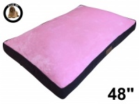 Ellie-Bo XXL Dog Bed with Brown Corduroy Sides and Pink Faux Fur Topping to fit 48 inch Dog Cage